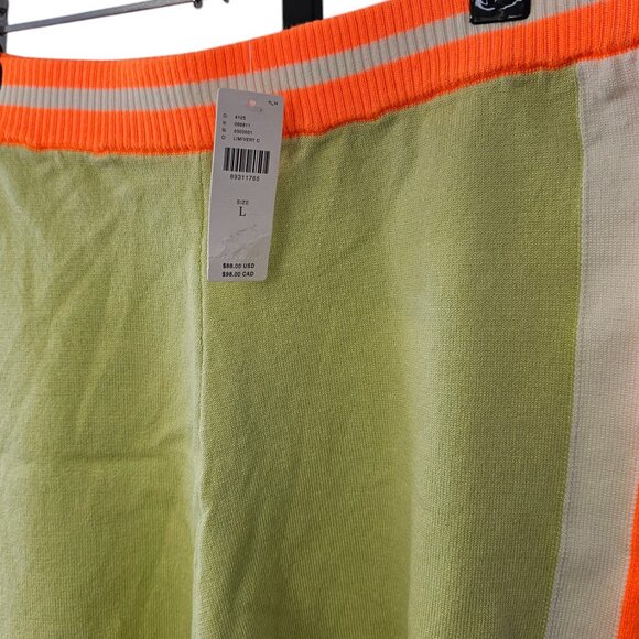Anthropologie Sweater Shorts High Rise Size Large Neon Stripe Pull On NWT - Picture 6 of 7